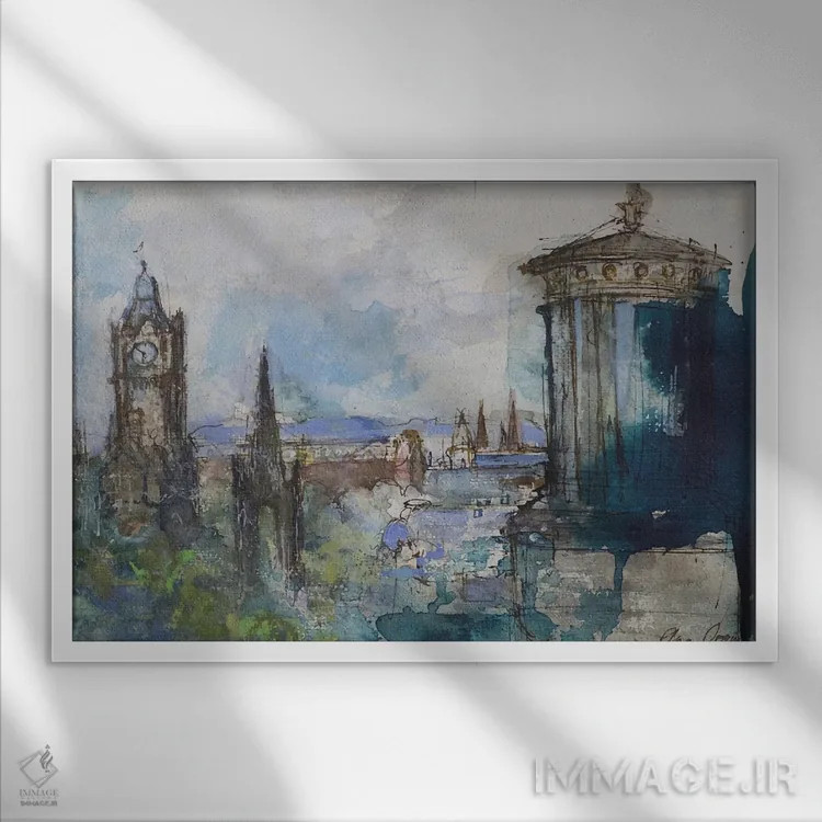 تابلو Edinburgh,از تپهٔ کالتن، اباوربرا اثر آن اورام - نمای قابدار سفید