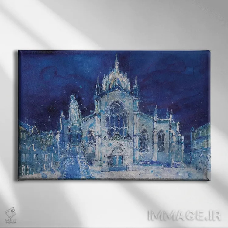 تابلو سنت جایلز در شب (کلیسا/اباوربرا) اثر آن اورام - نمای روبهرو روی دیوار