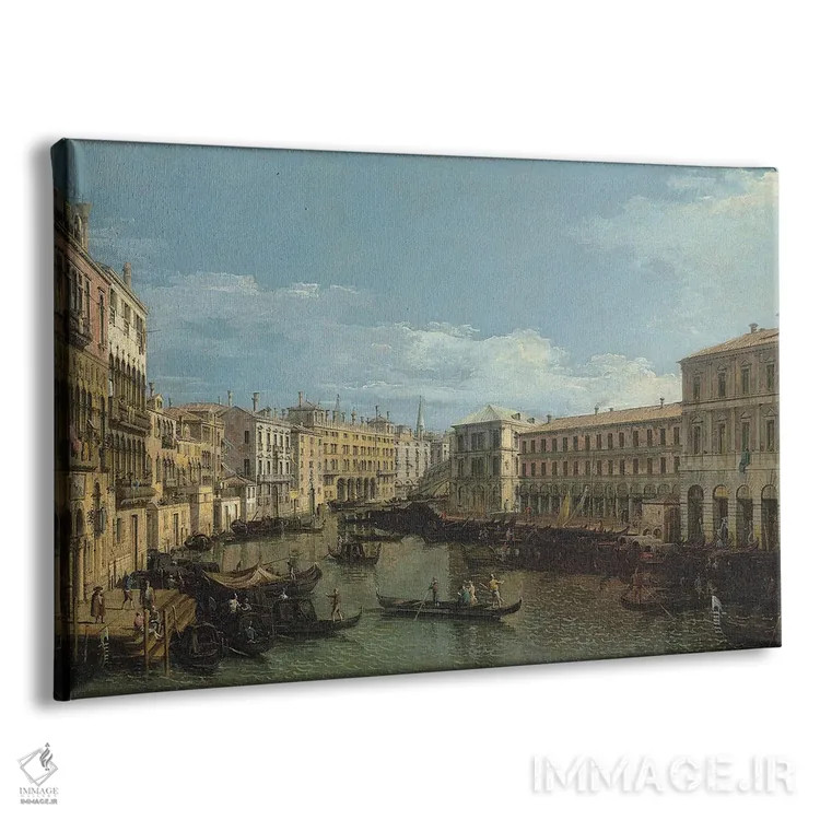 تابلو With The Rialto Bridge, C.1720-80,کانال بزرگ ونیز از کا دا موستو تا فابریکه نووه، با پل ریالتو، حدود ۱۷۲۰-۱۷۸۰ اثر کانالتو (نقاش ایتالیایی ونیزی منظره) - نمای پرسپکتیو محصول
