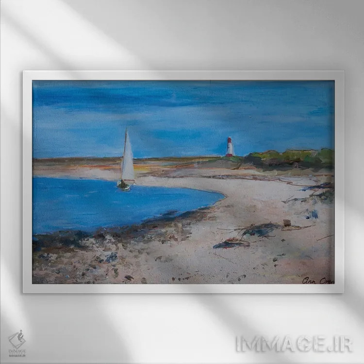 تابلو 2021,قایق بادبانی نزدیک برک ویک، ۲۰۲۱ اثر آن اورام - نمای قابدار سفید