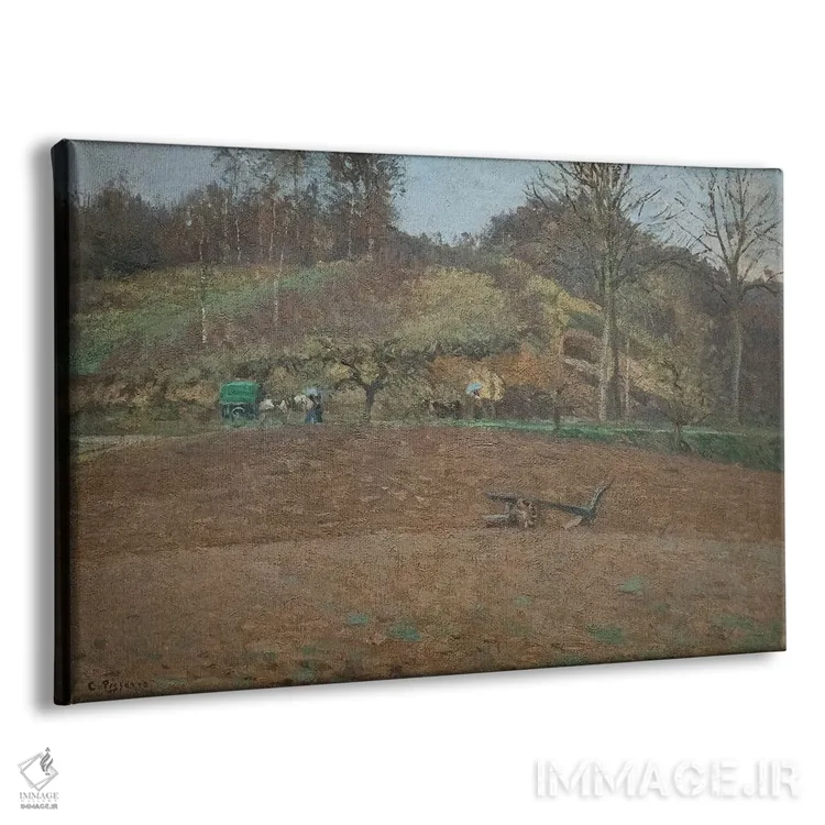 تابلو 1874,زمین شخمزده، ۱۸۷۴ اثر کامی یِل پیسارو (نقاش فرانسوی امپرسیونیست) - نمای پرسپکتیو محصول