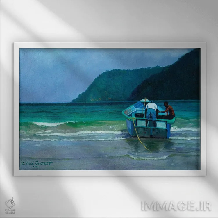 تابلو پیش از شکار (یا صید) اثر کالین بوتمن - نمای قابدار سفید