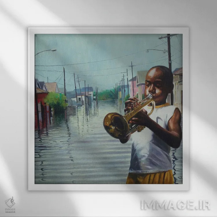 تابلو پسر با شاخ، ۲۰۱۰ اثر کالین بوتمن - نمای قابدار سفید