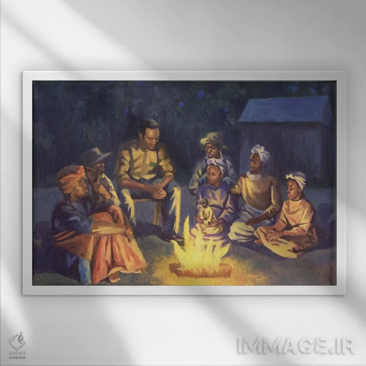 تابلو داستانهای دور آتش، ۲۰۰۳ اثر کالین بوتمن - نمای قابدار سفید