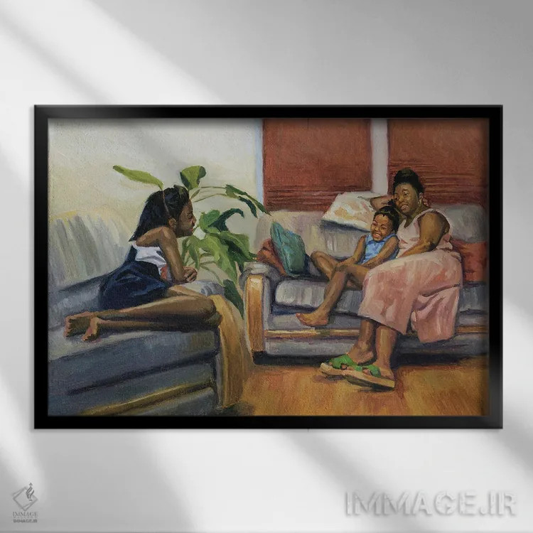 تابلو لاونج اتاق نشیمن، ۲۰۰۰ اثر کالین بوتمن - نمای قابدار مشکی