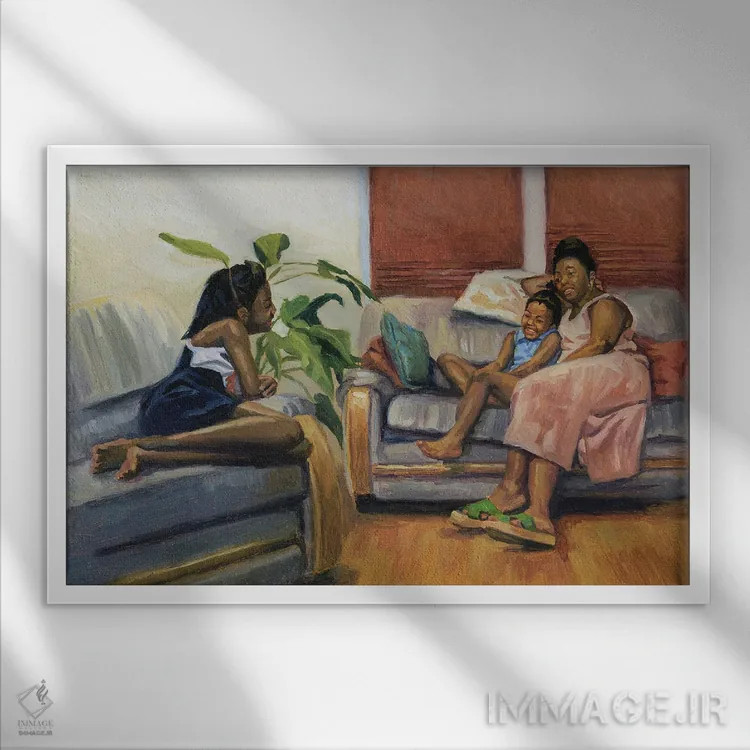 تابلو لاونج اتاق نشیمن، ۲۰۰۰ اثر کالین بوتمن - نمای قابدار سفید