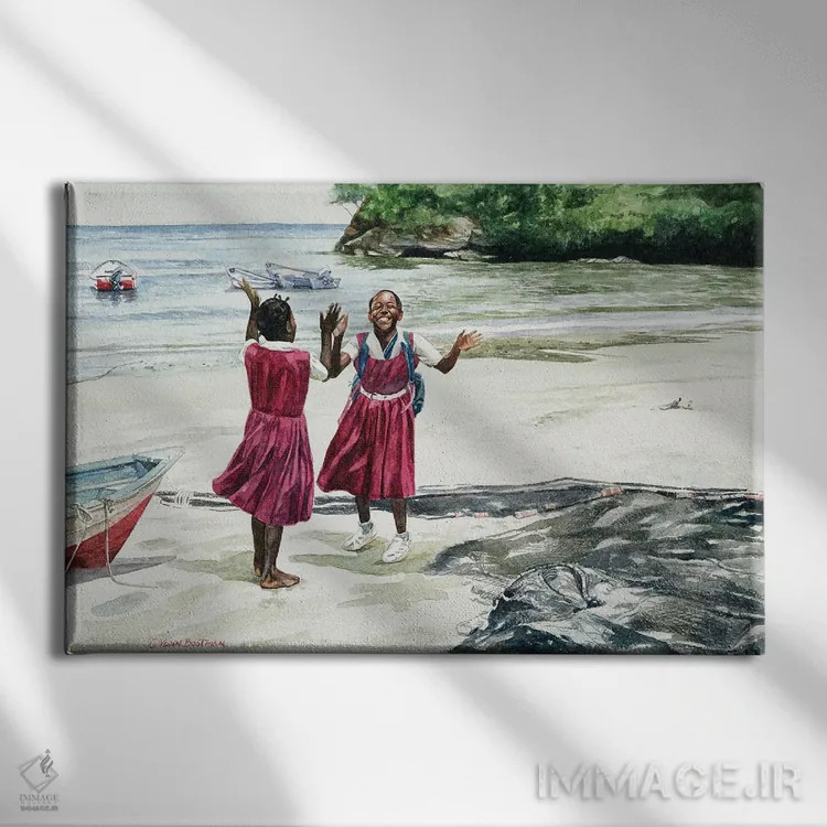 تابلو زنگ تفریح در خلیج، ۲۰۰۲ اثر کالین بوتمن - نمای روبهرو روی دیوار