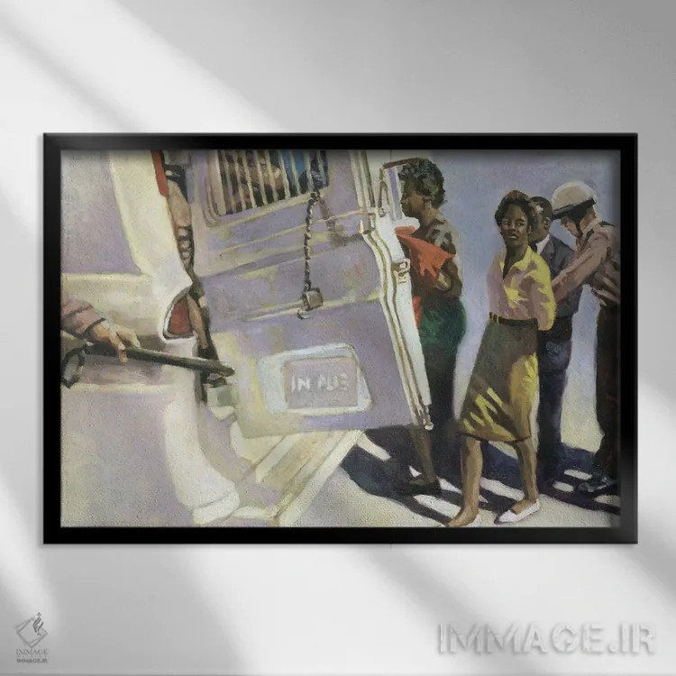 تابلو مهمانی ون پلیس، ۲۰۰۱ اثر کالین بوتمن - نمای قابدار مشکی