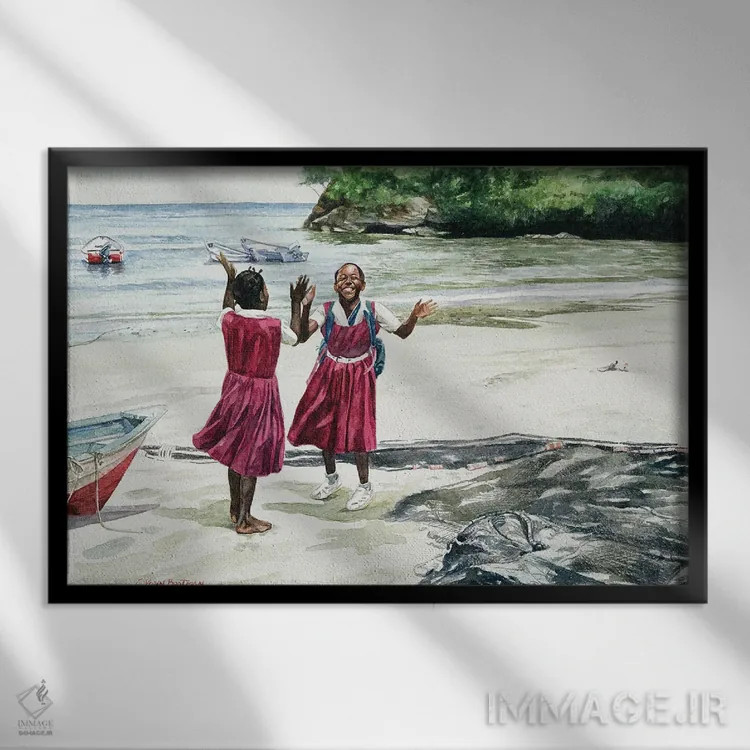 تابلو زنگ تفریح در خلیج، ۲۰۰۲ اثر کالین بوتمن - نمای قابدار مشکی