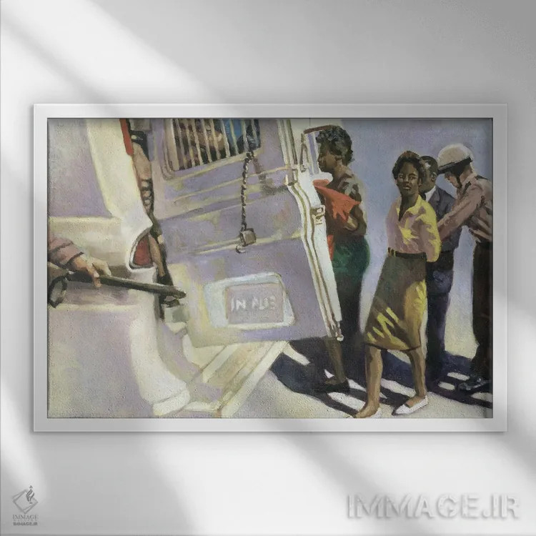 تابلو مهمانی ون پلیس، ۲۰۰۱ اثر کالین بوتمن - نمای قابدار سفید