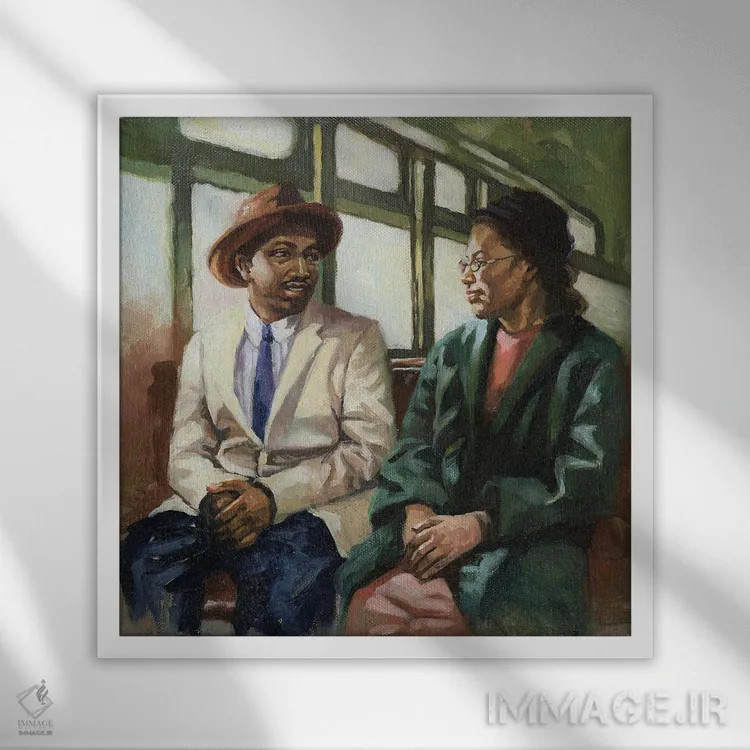 تابلو مارتین و رزا در صف اول، ۲۰۰۱ اثر کالین بوتمن - نمای قابدار سفید