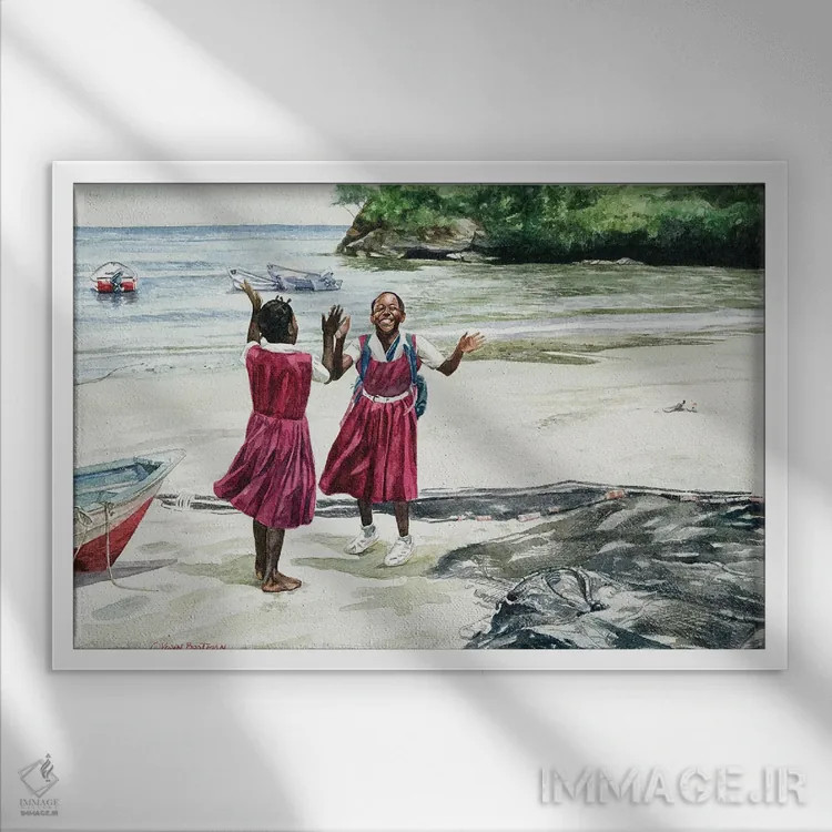 تابلو زنگ تفریح در خلیج، ۲۰۰۲ اثر کالین بوتمن - نمای قابدار سفید