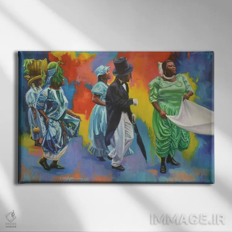 تابلو کاروان عروسی، ۲۰۱۷ اثر کالین بوتمن - نمای روبهرو روی دیوار