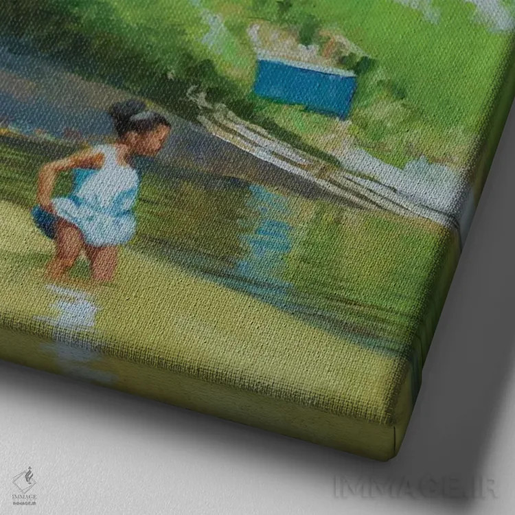 تابلو زیر پل قدیمی، ۲۰۱۶ اثر کالین بوتمن - نمای نزدیک بافت بوم