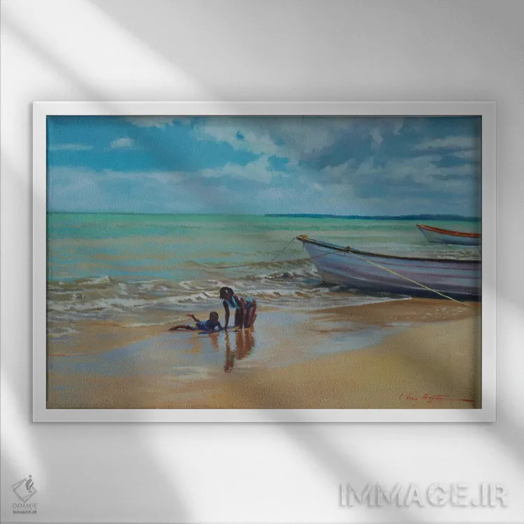 تابلو شن لغزنده، ۲۰۱۸ اثر کالین بوتمن - نمای قابدار سفید