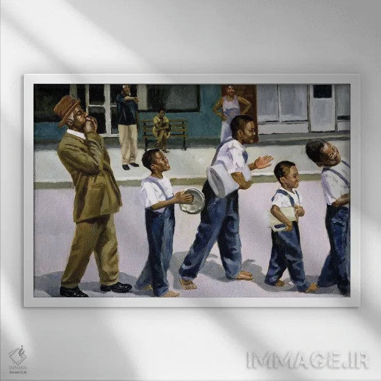 تابلو گروه موسیقی رژه، ۲۰۰۰ اثر کالین بوتمن - نمای قابدار سفید