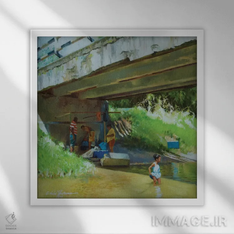 تابلو زیر پل قدیمی، ۲۰۱۶ اثر کالین بوتمن - نمای قابدار سفید