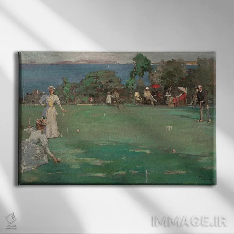 تابلو مهمانی کروکه، ۱۸۹۰-۱۸۹۳ اثر سر جان لاوری (نقاش ایرلندی) - نمای روبهرو روی دیوار