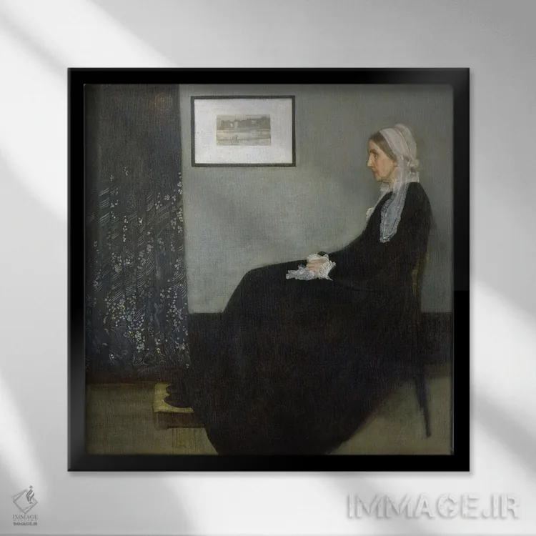 تابلو مادر ویسلر اثر جیمز ابوت مکنیل ویسلر (نقاش آمریکایی-انگلیسی) - نمای قابدار مشکی