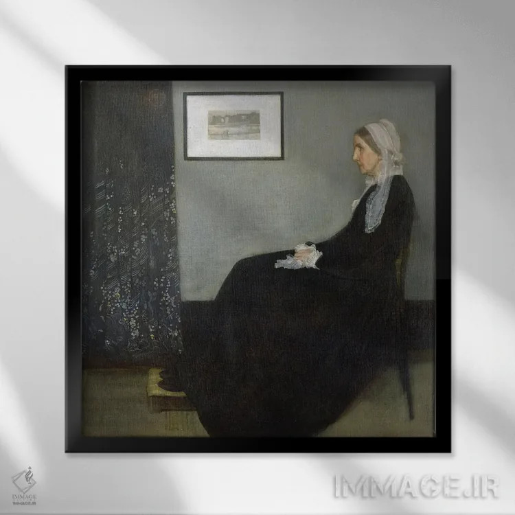 تابلو مادر ویسلر اثر جیمز ابوت مکنیل ویسلر (نقاش آمریکایی-انگلیسی) - نمای قابدار مشکی
