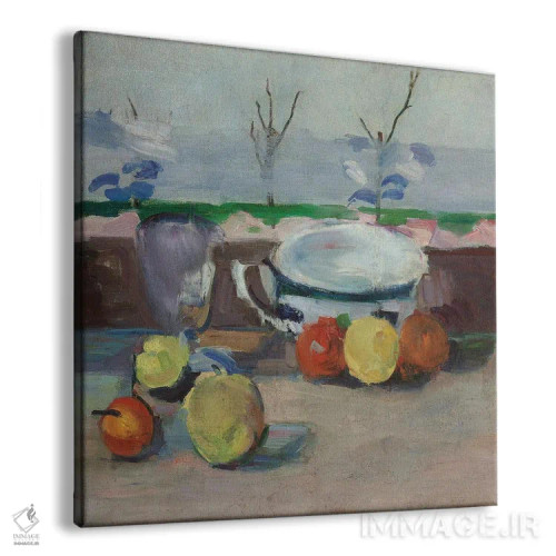 تابلو فنجان، لیوان و میوهها، شماره ۳، حدود ۱۸۷۷ اثر پل سزان - نمای پرسپکتیو محصول