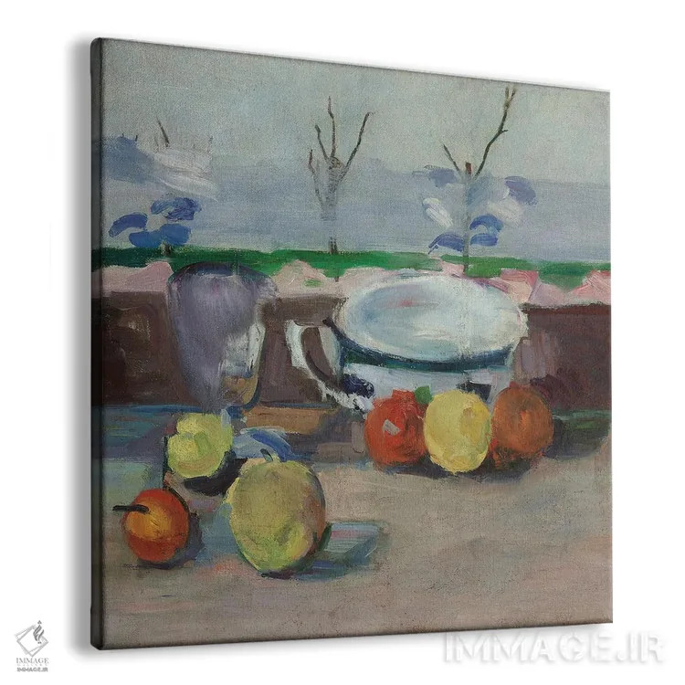 تابلو فنجان، لیوان و میوهها، شماره ۳، حدود ۱۸۷۷ اثر پل سزان - نمای پرسپکتیو محصول