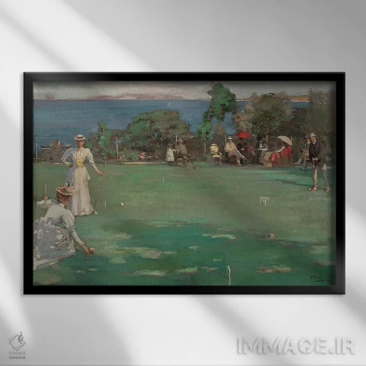 تابلو مهمانی کروکه، ۱۸۹۰-۱۸۹۳ اثر سر جان لاوری (نقاش ایرلندی) - نمای قابدار مشکی