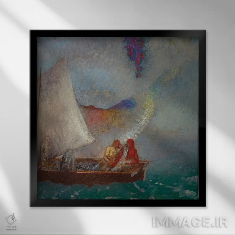 تابلو بادبان خاکستری، حدود ۱۹۰۰-۱۹۰۵ اثر اودیلو ردون - نمای قابدار مشکی