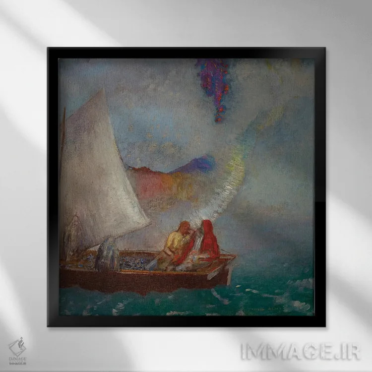 تابلو بادبان خاکستری، حدود ۱۹۰۰-۱۹۰۵ اثر اودیلو ردون - نمای قابدار مشکی