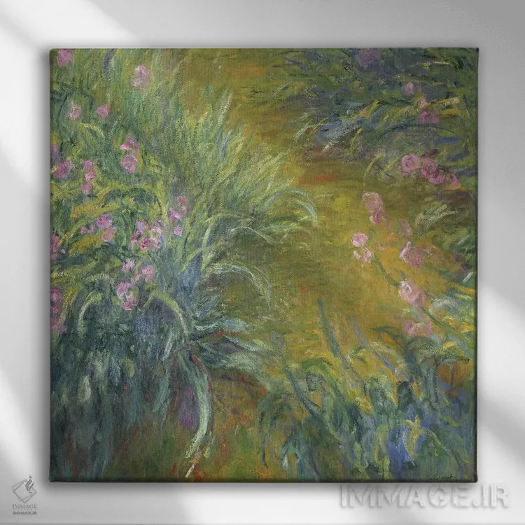 تابلو زنبق اثر کلود مونه (نقاش معروف فرانسوی) - نمای روبهرو روی دیوار