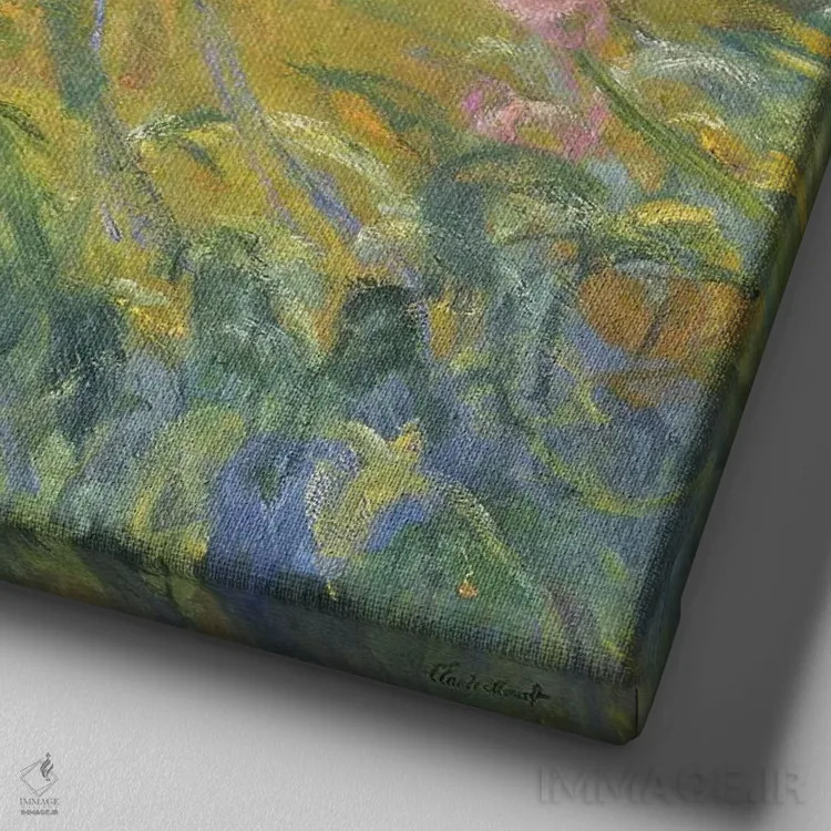 تابلو زنبق اثر کلود مونه (نقاش معروف فرانسوی) - نمای نزدیک بافت بوم