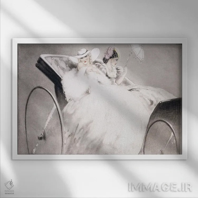 تابلو شانزلیزه اثر لوئیس ایکارت - نمای قابدار سفید
