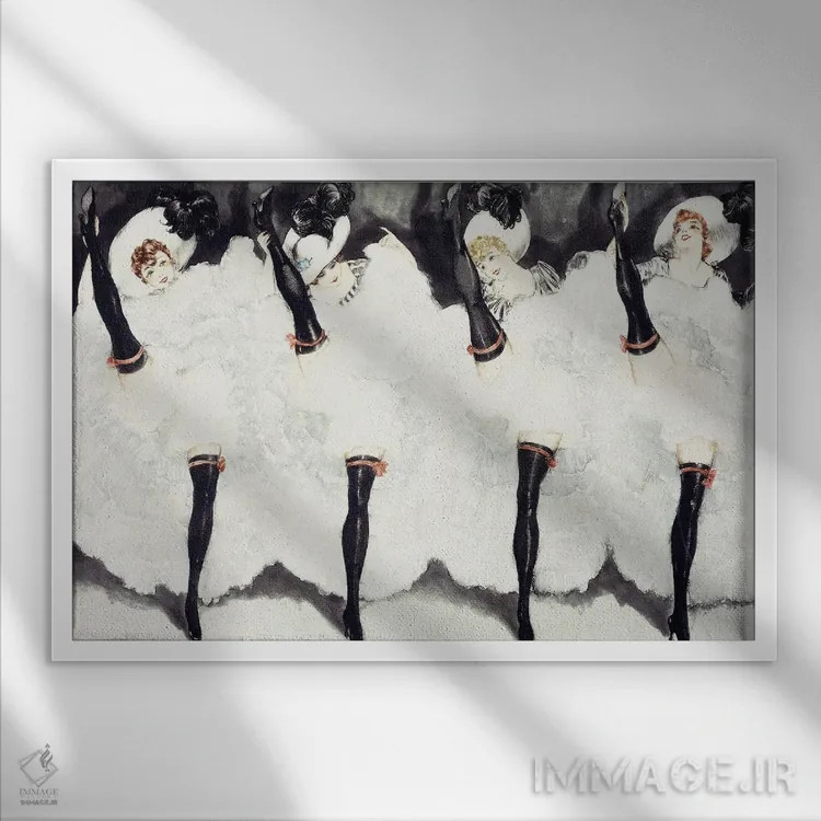 تابلو رقص کان کان، ۱۹۳۵ اثر لوئیس ایکارت - نمای قابدار سفید