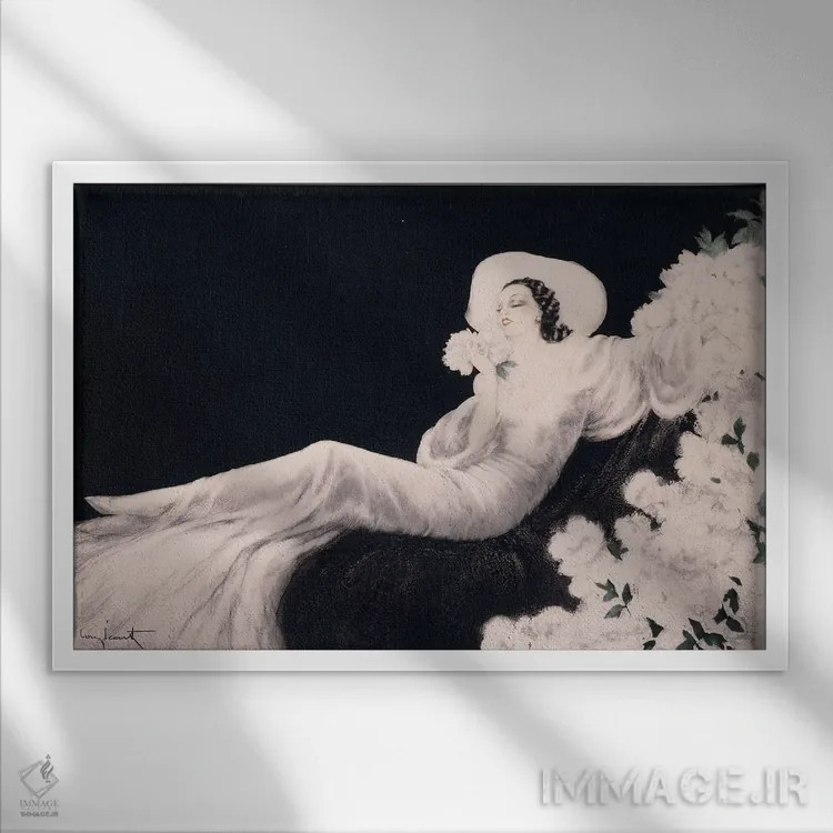 تابلو شکوفهٔ عشق اثر لوئیس ایکارت - نمای قابدار سفید