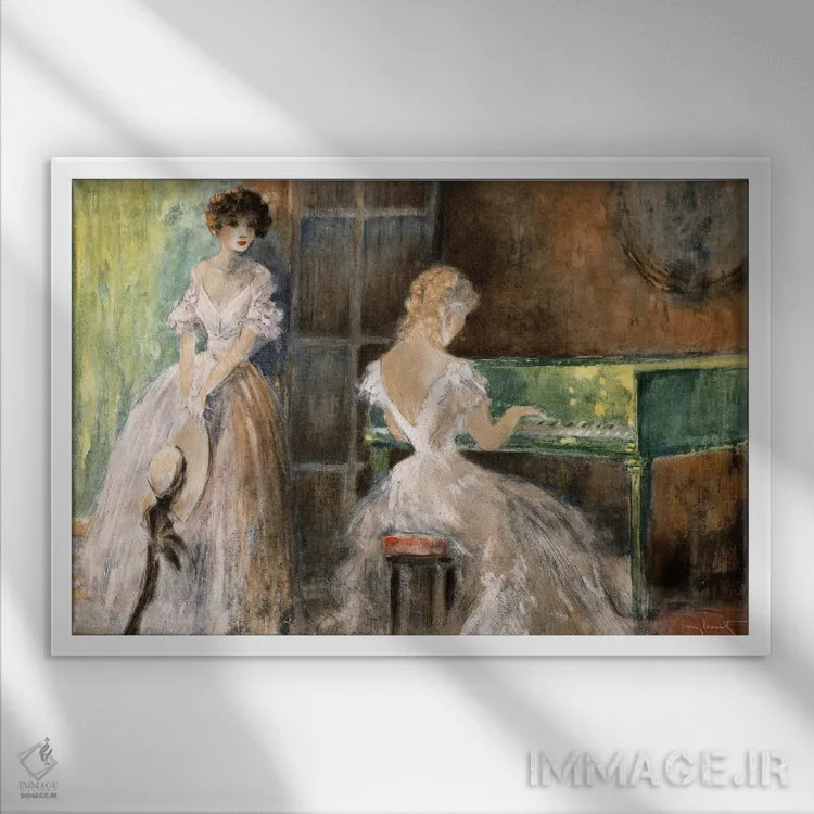 تابلو موسیقی تابستانی اثر لوئیس ایکارت - نمای قابدار سفید