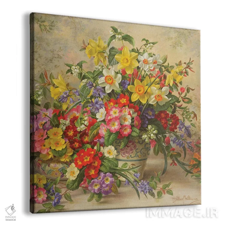 تابلو گلهای بهاری و سفالگری پول، شماره ۲ اثر آلبرت ویلیامز - نمای پرسپکتیو محصول