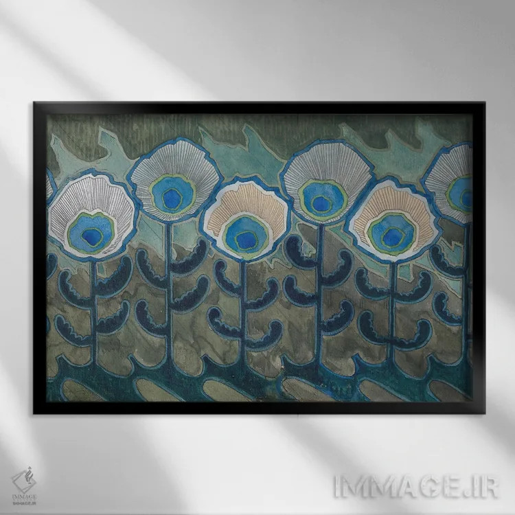 تابلو طاووس، ۱۹۰۹ اثر آندریاس اشنایدر - نمای قابدار مشکی