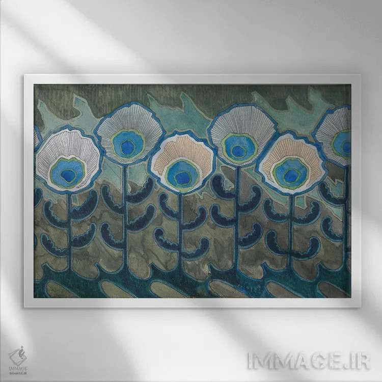 تابلو طاووس، ۱۹۰۹ اثر آندریاس اشنایدر - نمای قابدار سفید