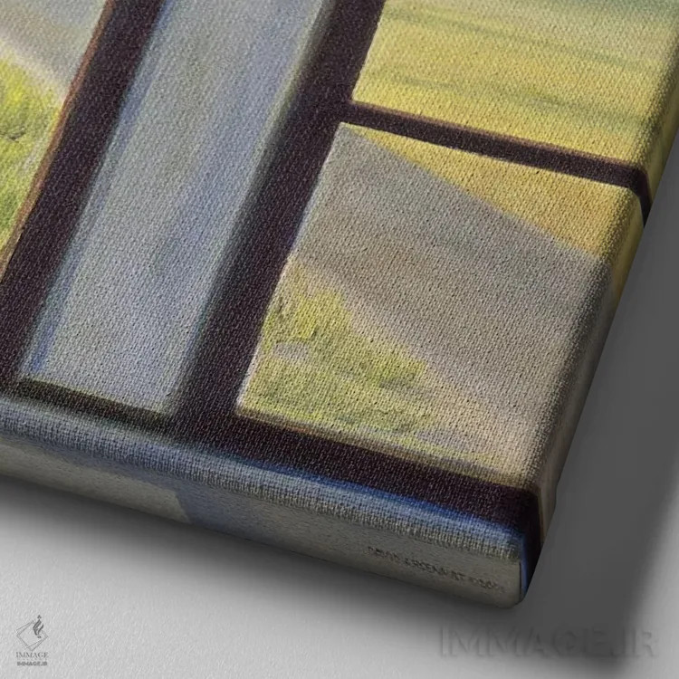 تابلو خارج از چهارچوب اثر دیوید آرسنو - نمای نزدیک بافت بوم