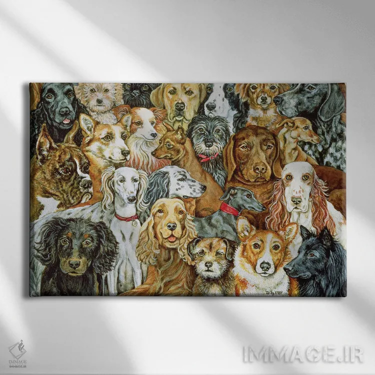 تابلو سگ درازکشیده، ۱۹۸۹ اثر دیتز - نمای روبهرو روی دیوار