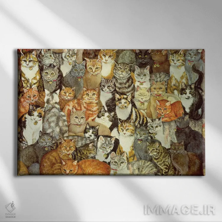 تابلو گربه درازکشیده اثر دیتز - نمای روبهرو روی دیوار