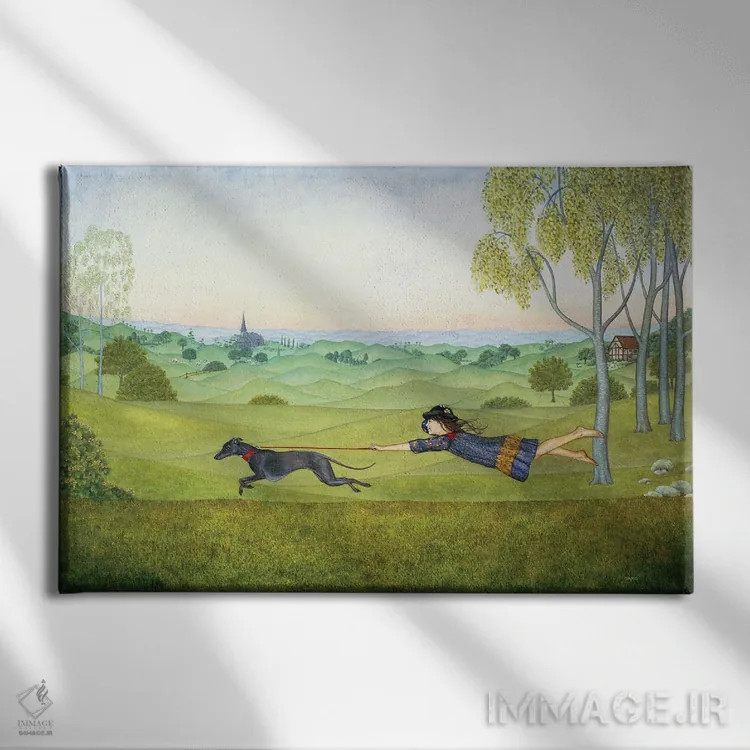 تابلو گردش با سگ اثر دیتز - نمای روبهرو روی دیوار