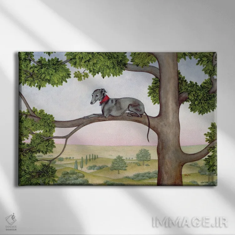 تابلو ویپت کنار درخت (نژاد سگ) اثر دیتز - نمای روبهرو روی دیوار