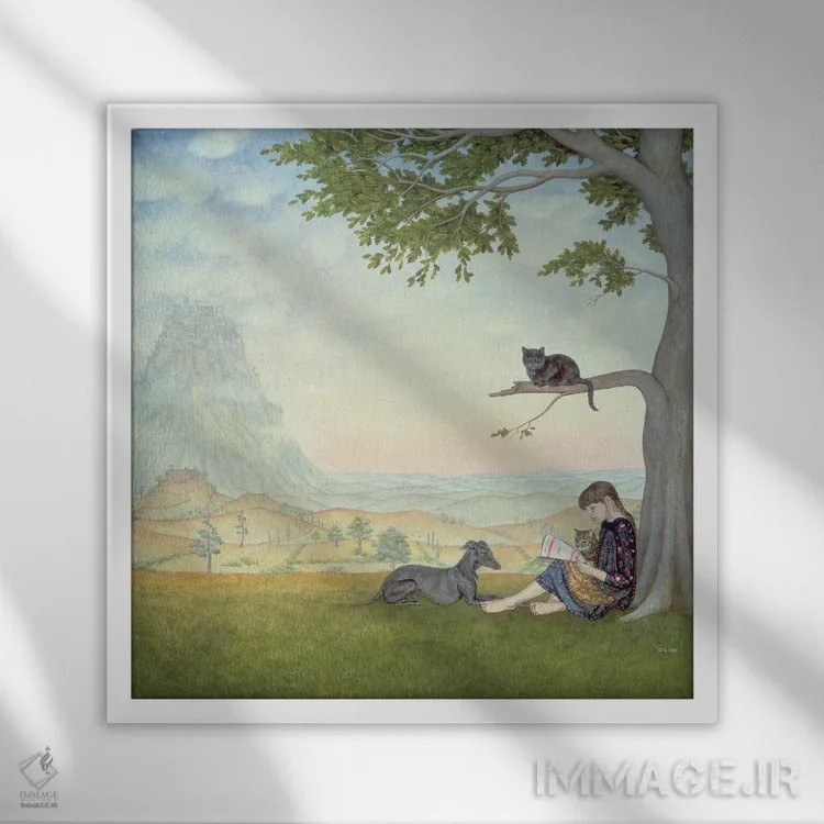 تابلو چهار دوست اثر دیتز - نمای قابدار سفید