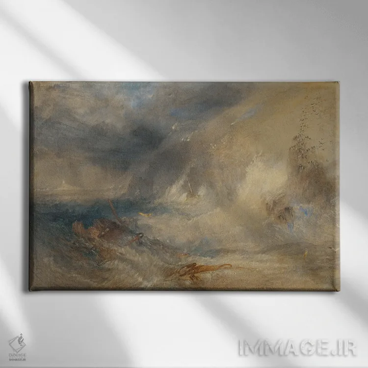 تابلو فانوس دریایی لانگشیپس، لندز اند، حدود ۱۸۳۴-۳۵ (انگلیس) اثر جوزف مالورد ویلیام ترنر (نقاش معروف انگلیسی) - نمای روبهرو روی دیوار