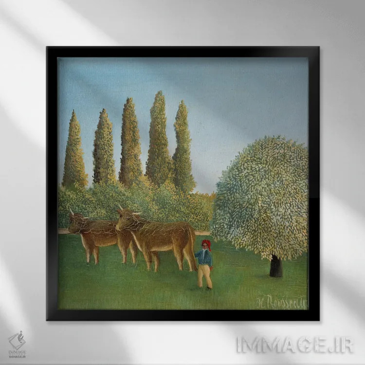 تابلو چمنزار (مرتع)، ۱۹۱۰ اثر آنری ژ.اف. روسو - نمای قابدار مشکی