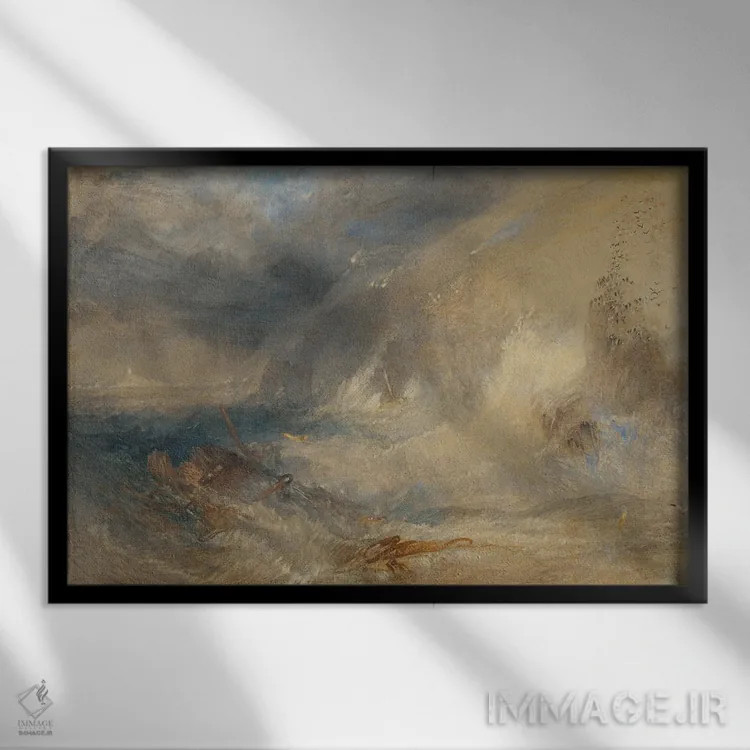 تابلو فانوس دریایی لانگشیپس، لندز اند، حدود ۱۸۳۴-۳۵ (انگلیس) اثر جوزف مالورد ویلیام ترنر (نقاش معروف انگلیسی) - نمای قابدار مشکی