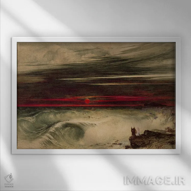 تابلو نابودی سپاه فرعون، ۱۸۳۶ اثر جان مارتین - نمای قابدار سفید