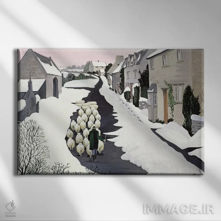 تابلو ویتینگتون در زمستان (شهر یا روستا) اثر مگی رو - نمای روبهرو روی دیوار