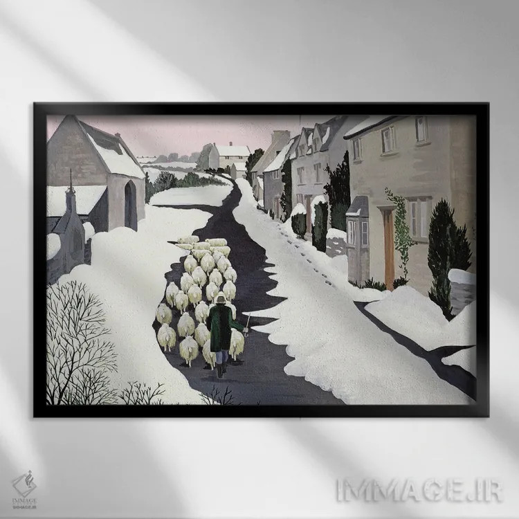 تابلو ویتینگتون در زمستان (شهر یا روستا) اثر مگی رو - نمای قابدار مشکی